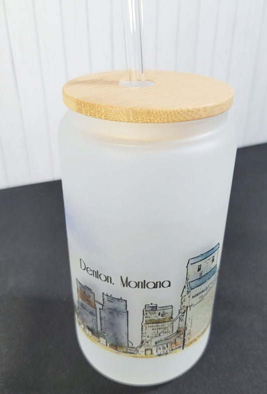 Glass Can Cup with Straw